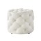 Marianna Linen/Velvet Tufted Allover Upholstered Round Ottoman, 1 Piece